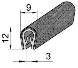 Kantprofiel Met Inlage – Klemprofielen – Staal Met PVC – 3×12