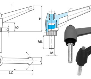 Verstelbare Drukknop Met Draadeind – Type D – L 83 , M 12 ,  ML 50