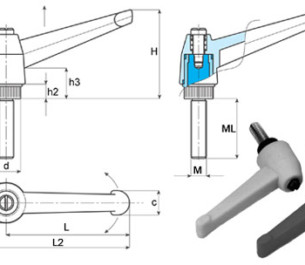 Verstelbare Schroefknop Met Draadeind – Type D – L 65 , M 8 ,  ML 20
