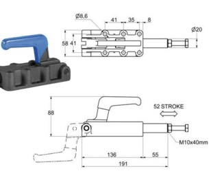 Spanklem Plunger – Verzinkt Staal – Toggle Clamp Mechanism – TCP-087-055-ZN