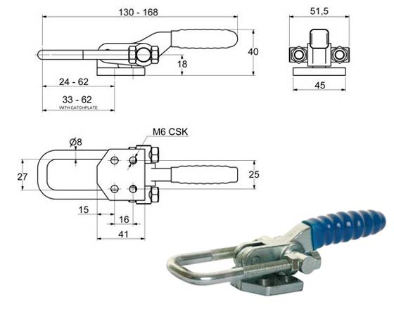 Spanklem Horizontaal RVS – Toggle Clamp Mechanism – TLH-040-100-ZN